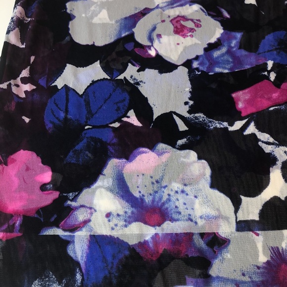 INC Floral Sheer Layered Top - Purple Blue Black Cutout Back Women's Medium - Picture 9 of 16